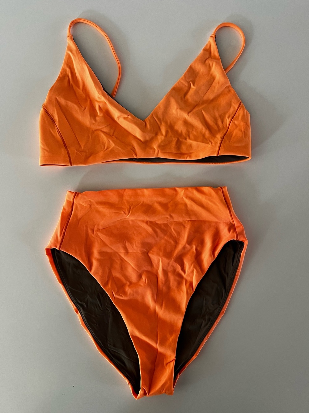 Left On Friday Orange Trim Two-Piece Swim Set